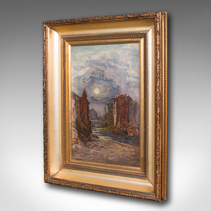 Antique Small Antique Continental School Painting, Framed, Oil on Canvas, Art, C.1920