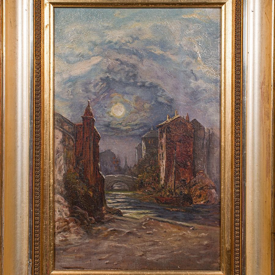 Antique Small Antique Continental School Painting, Framed, Oil on Canvas, Art, C.1920