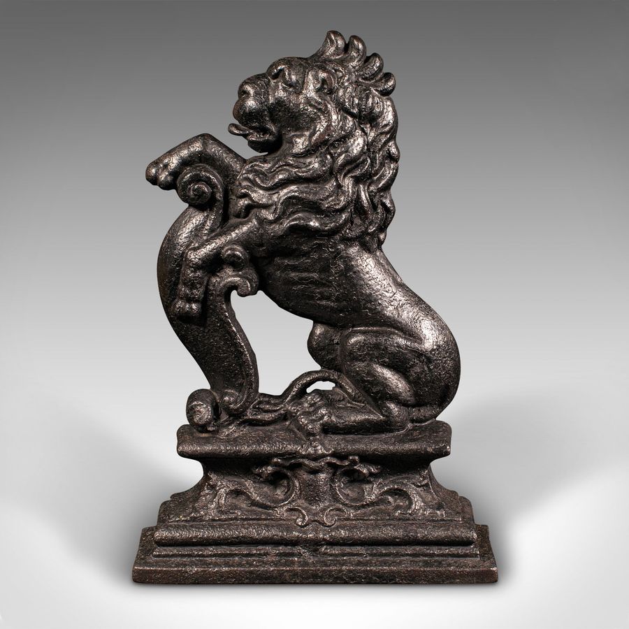 Antique Antique Lion Rampant Doorstop, English, Cast Iron, Decor, Door Keeper, Victorian