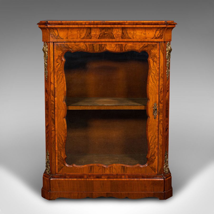 Antique Large Antique Pier Cabinet, English, Walnut, Glazed, Druce & Co, Victorian, 1850