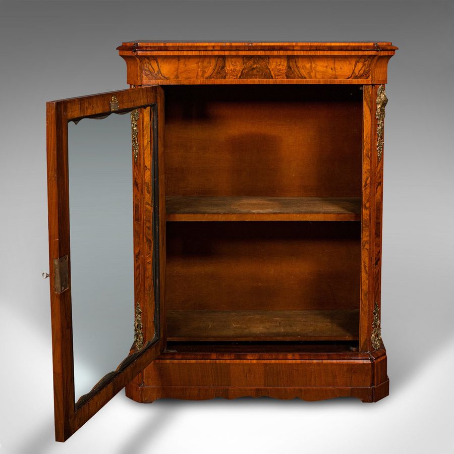 Antique Large Antique Pier Cabinet, English, Walnut, Glazed, Druce & Co, Victorian, 1850