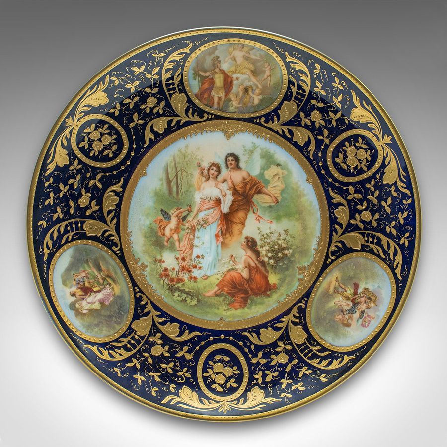 Antique Antique Wall Charger, Austrian, Gilt Ceramic, Decorative Plate, Victorian, 1900