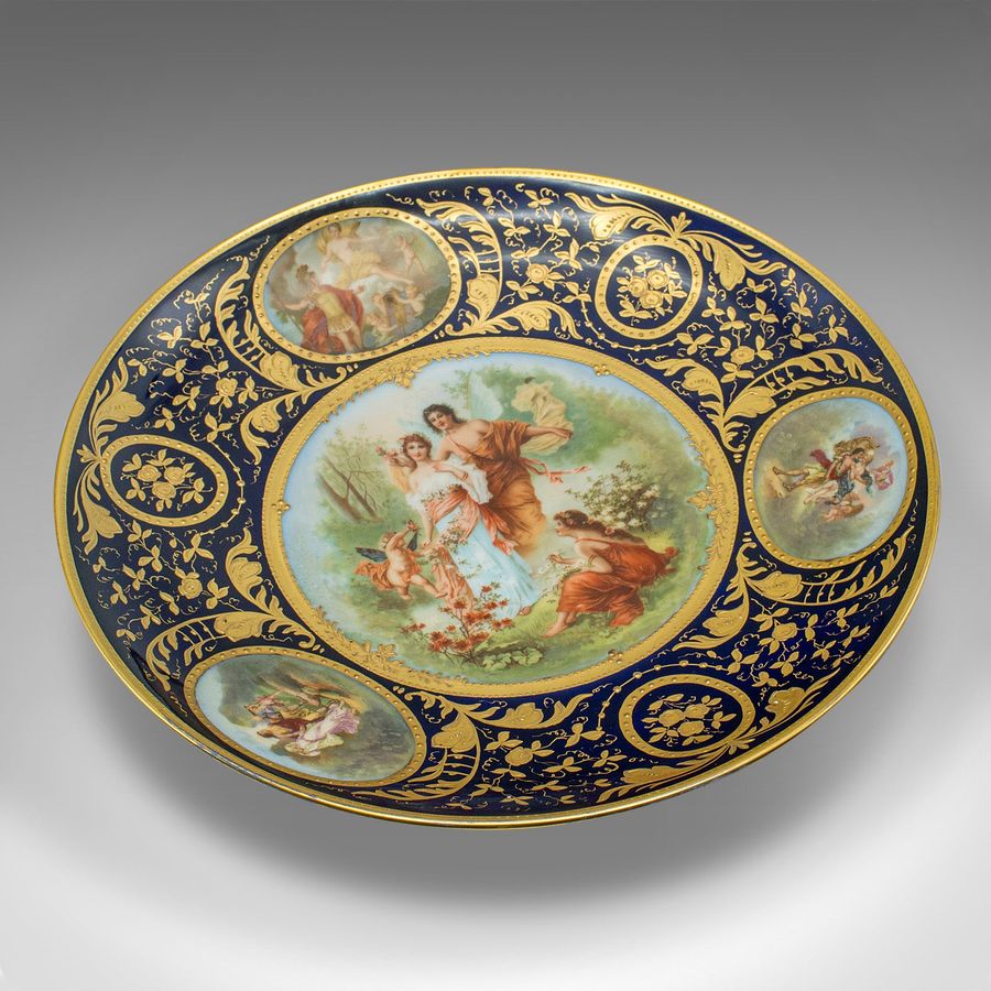 Antique Antique Wall Charger, Austrian, Gilt Ceramic, Decorative Plate, Victorian, 1900