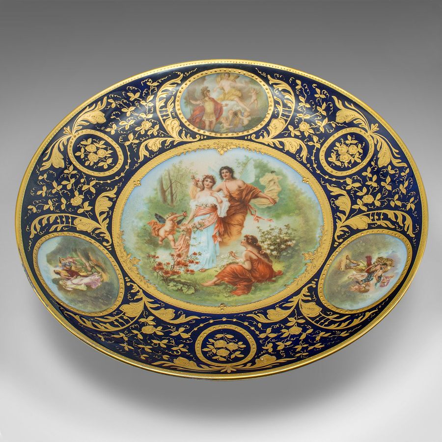 Antique Antique Wall Charger, Austrian, Gilt Ceramic, Decorative Plate, Victorian, 1900