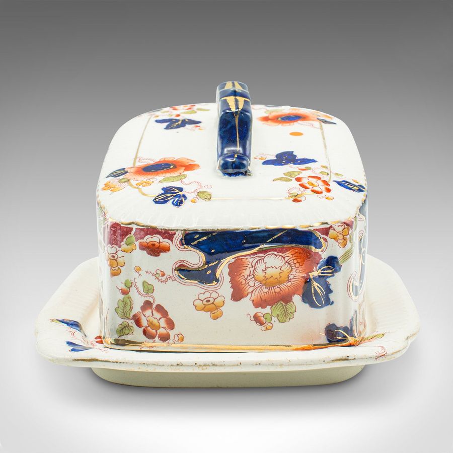 Antique Antique Butter Dish, English, Ceramic Cheese Keeper, Country Kitchen, Circa 1920