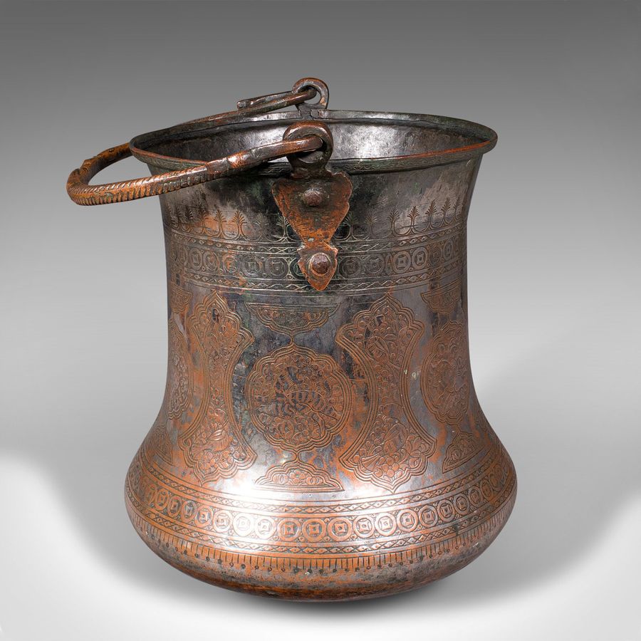 Antique Antique Water Bucket, Burmese, Silvered Copper, Fireside Store, Georgian, C.1800