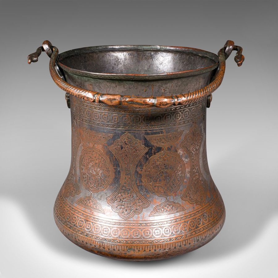 Antique Antique Water Bucket, Burmese, Silvered Copper, Fireside Store, Georgian, C.1800