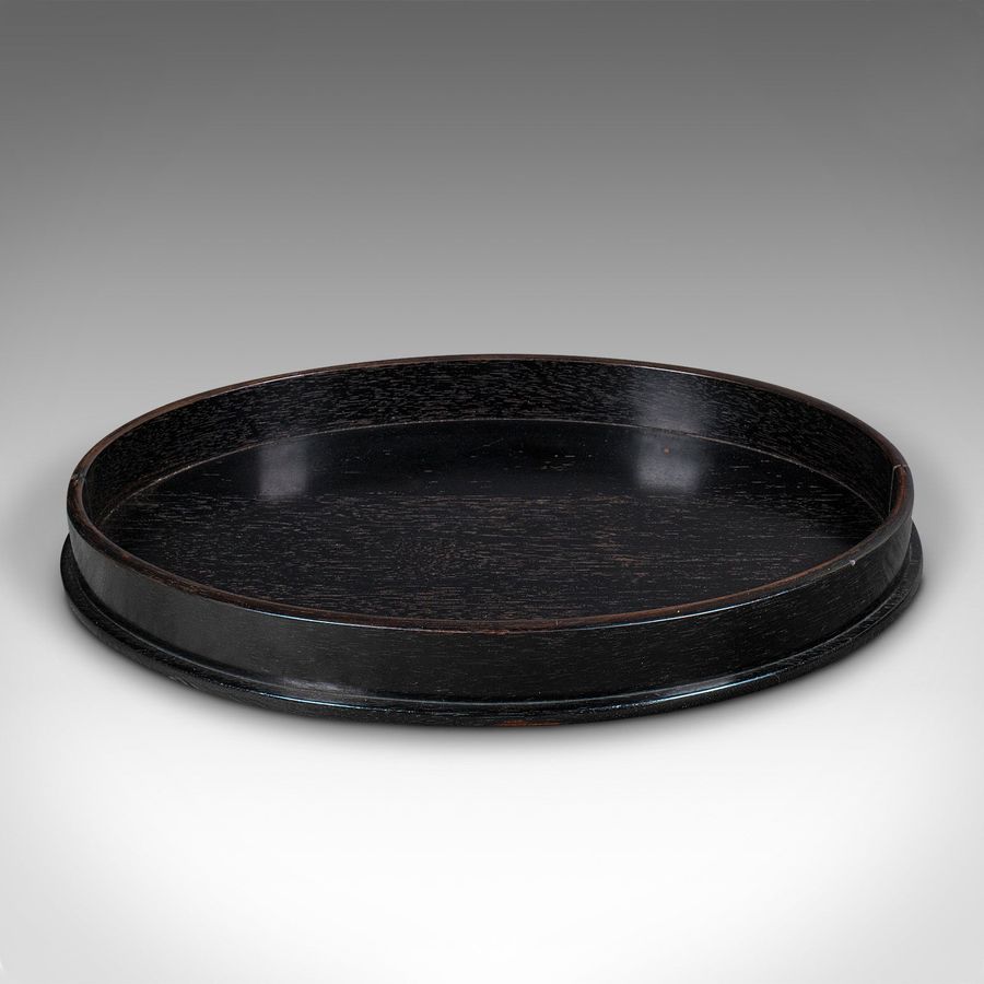 Antique Antique Oval Trinkets Tray, English, Ebony, Dressing Table Tidy, Victorian, 1900