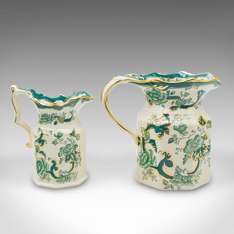 Antique Antique Set of Table Pouring Jugs, English, Ceramic, Gravy, Sauce, Cream, C.1920