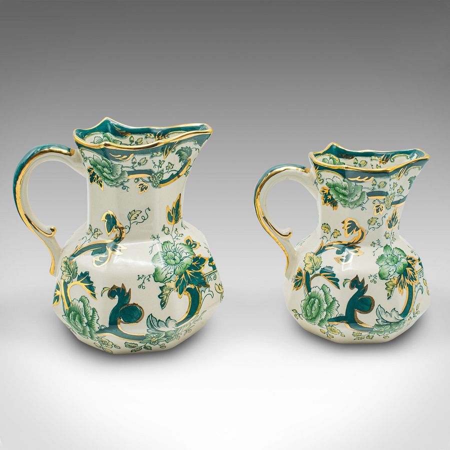 Antique Antique Set of Table Pouring Jugs, English, Ceramic, Gravy, Sauce, Cream, C.1920