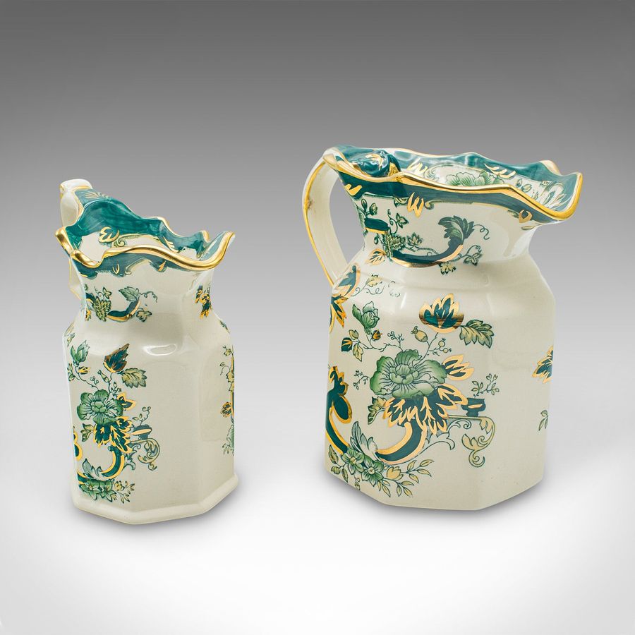 Antique Antique Set of Table Pouring Jugs, English, Ceramic, Gravy, Sauce, Cream, C.1920