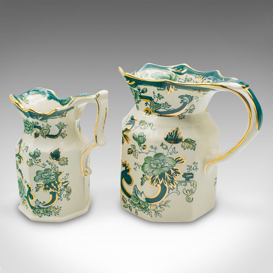 Antique Antique Set of Table Pouring Jugs, English, Ceramic, Gravy, Sauce, Cream, C.1920