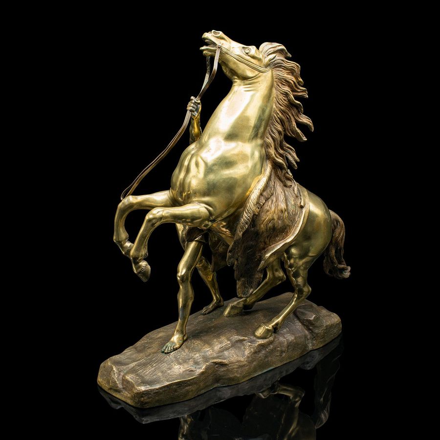 Antique Large Antique Marly Horse Figure, French, Equine Statue, Bronze, Victorian, 1880