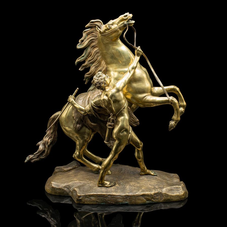 Antique Large Antique Marly Horse Figure, French, Equine Statue, Bronze, Victorian, 1880