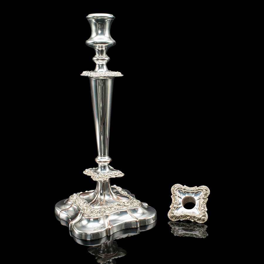 Antique Tall Pair, Antique Candlesticks, English, Silver Plated Candle Sconce, Edwardian