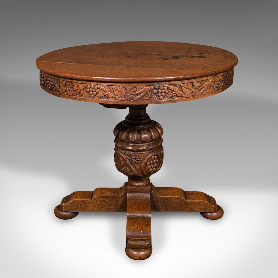 Antique Antique Centre Table, English, Carved Oak, Gothic Revival, Victorian, Circa 1890