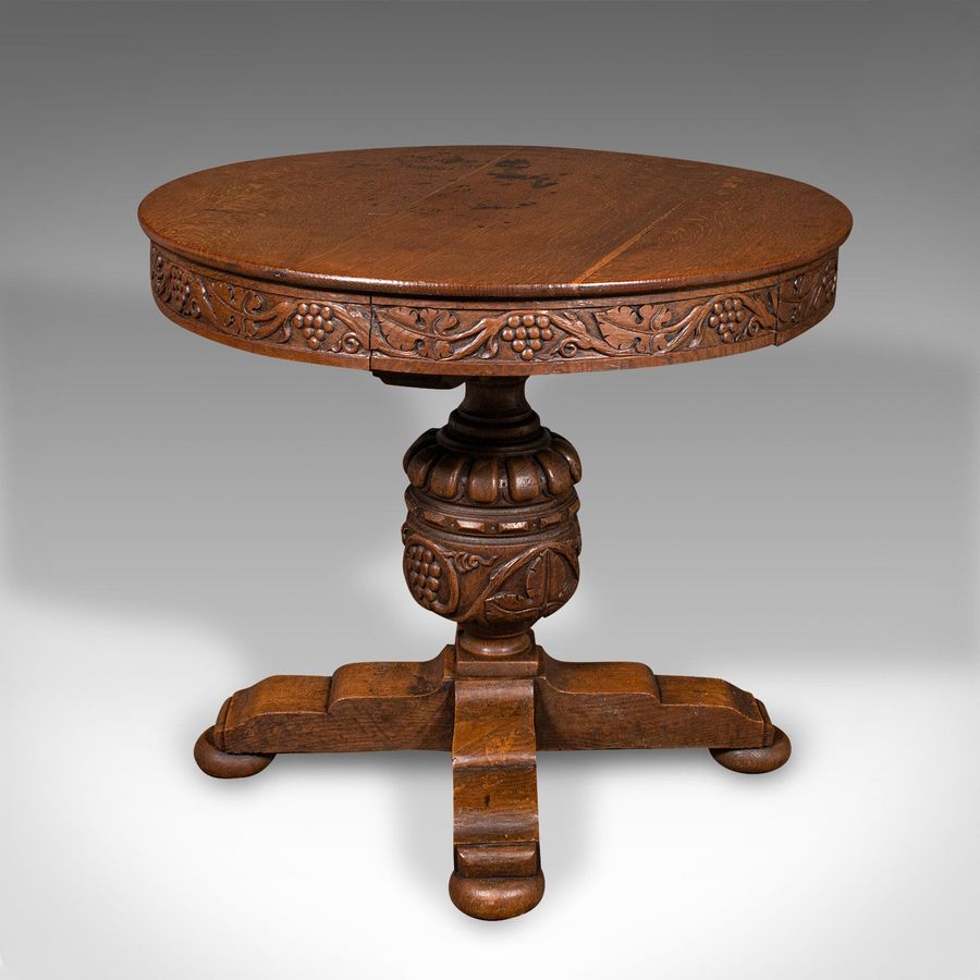 Antique Antique Centre Table, English, Carved Oak, Gothic Revival, Victorian, Circa 1890