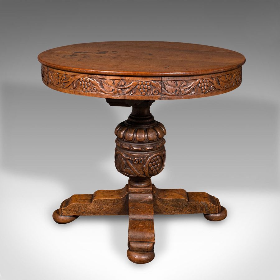 Antique Antique Centre Table, English, Carved Oak, Gothic Revival, Victorian, Circa 1890