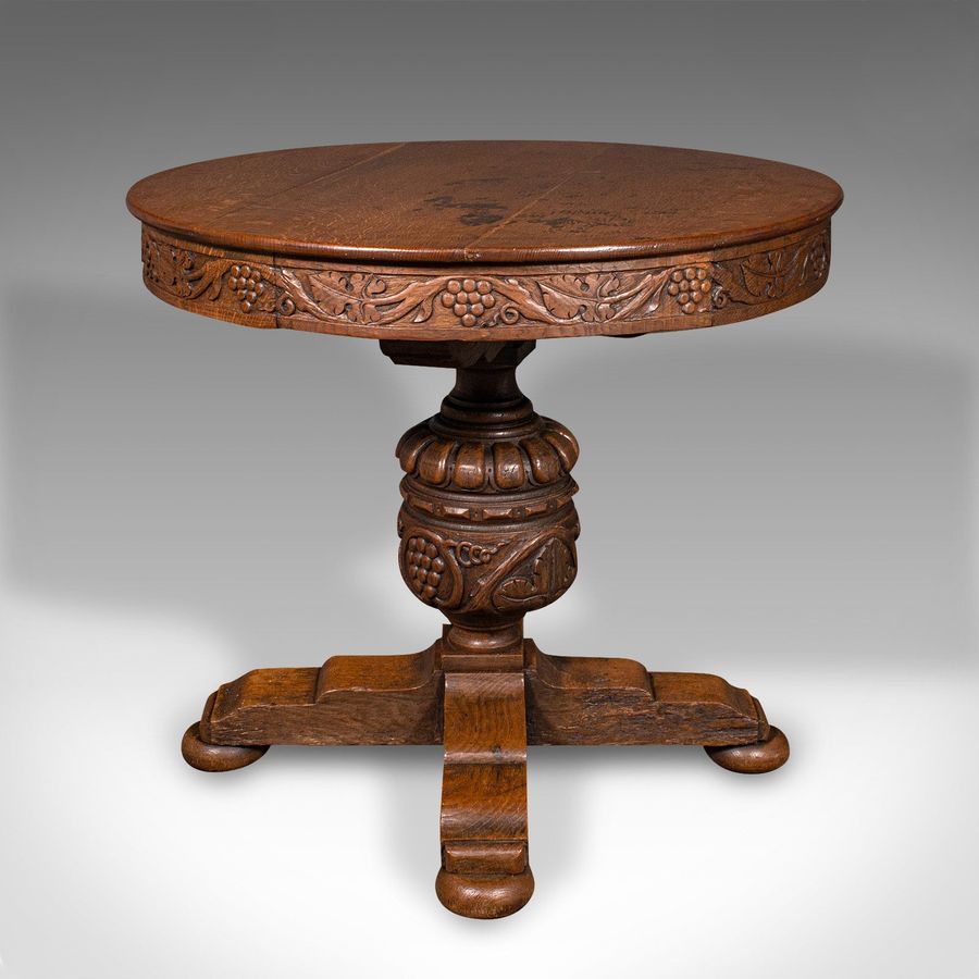 Antique Antique Centre Table, English, Carved Oak, Gothic Revival, Victorian, Circa 1890