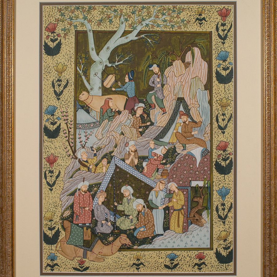 Antique Antique Mughal School Painting, Indian, Art, After Seven Thrones, Late Victorian