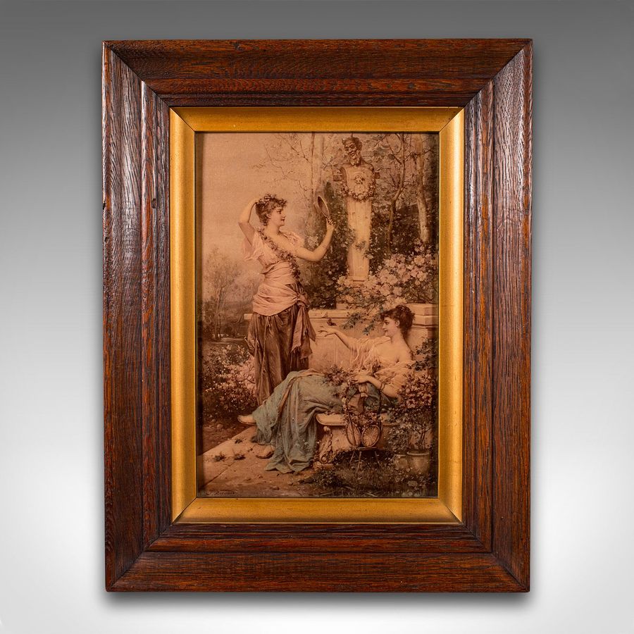 Antique Antique Crystoleum Picture, French, Framed Glass Mezzotint, Art, Late Victorian