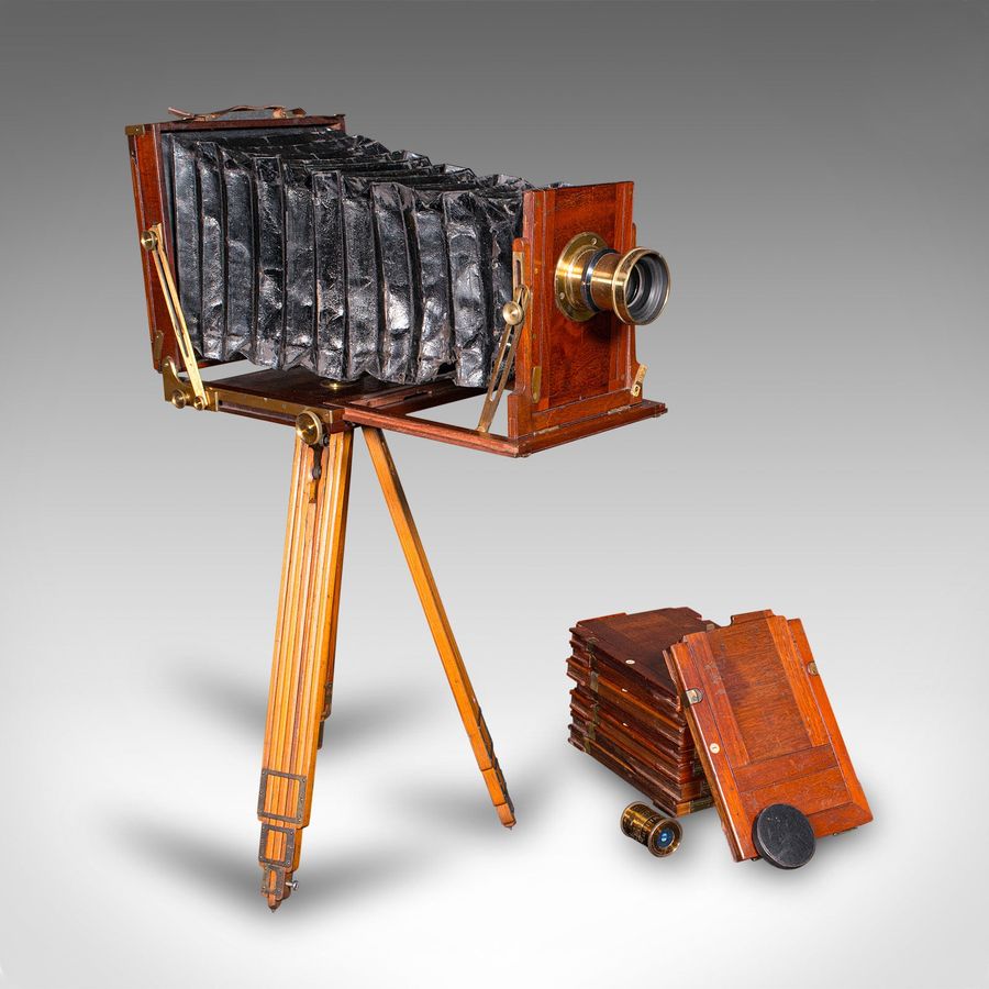 Antique Box Field Camera and Tripod, English, Accessories, Ornamental, Victorian