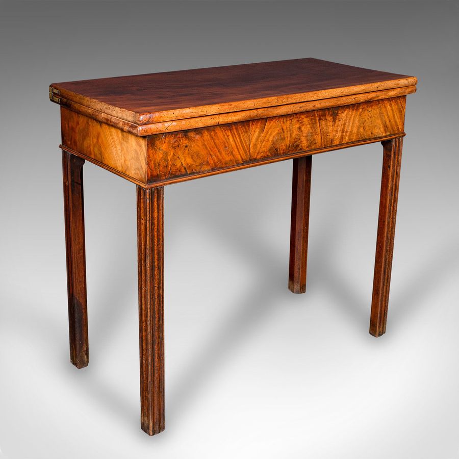 Antique Fold Over Tea Table, English, Card, Chippendale Manner, Georgian, C.1750