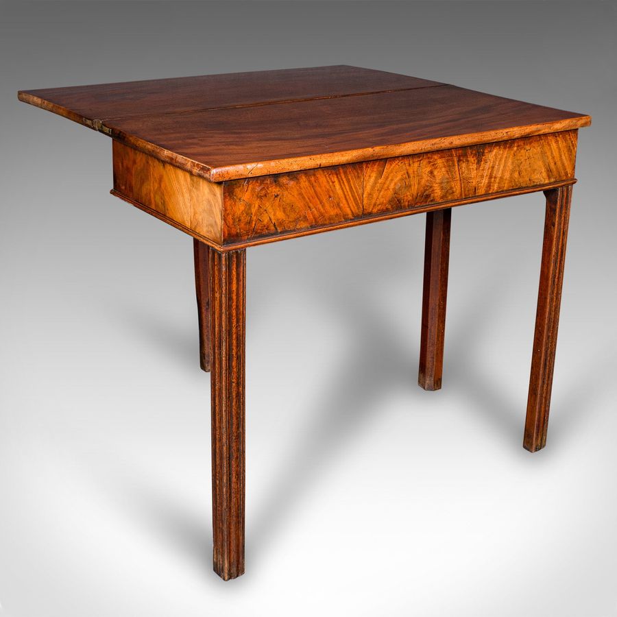 Antique Antique Fold Over Tea Table, English, Card, Chippendale Manner, Georgian, C.1750