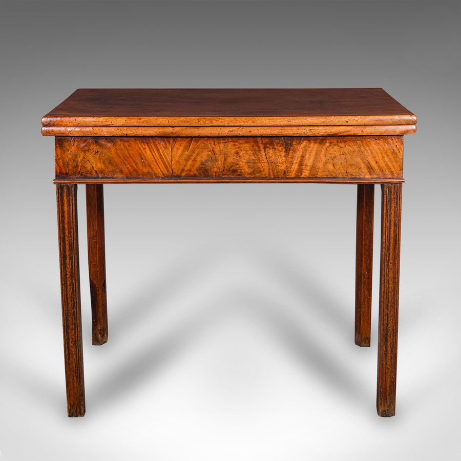 Antique Antique Fold Over Tea Table, English, Card, Chippendale Manner, Georgian, C.1750