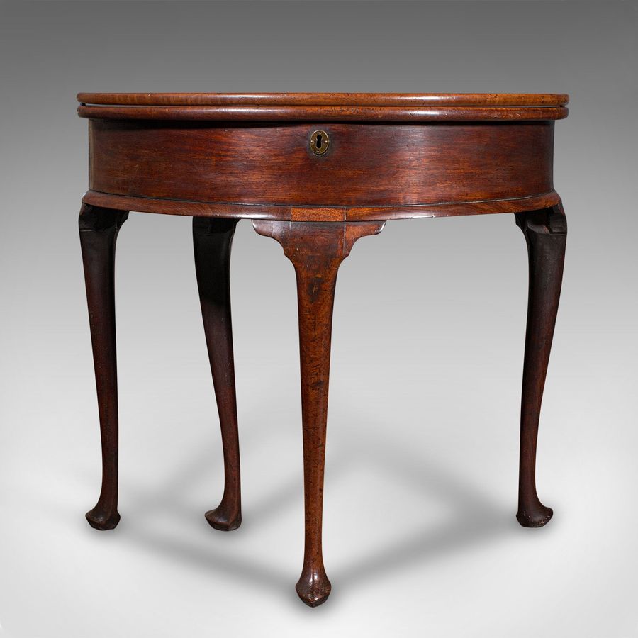 Antique Antique Demi Lune Tea Table, English, Fold Over, Hall, Console, Georgian, C.1750