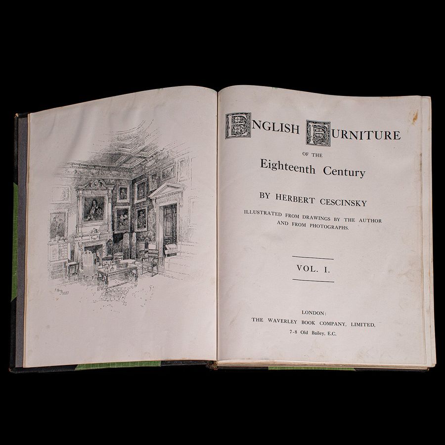 Antique 3vols Antique Reference Books, English Furniture of the 18th Century, Cescinsky