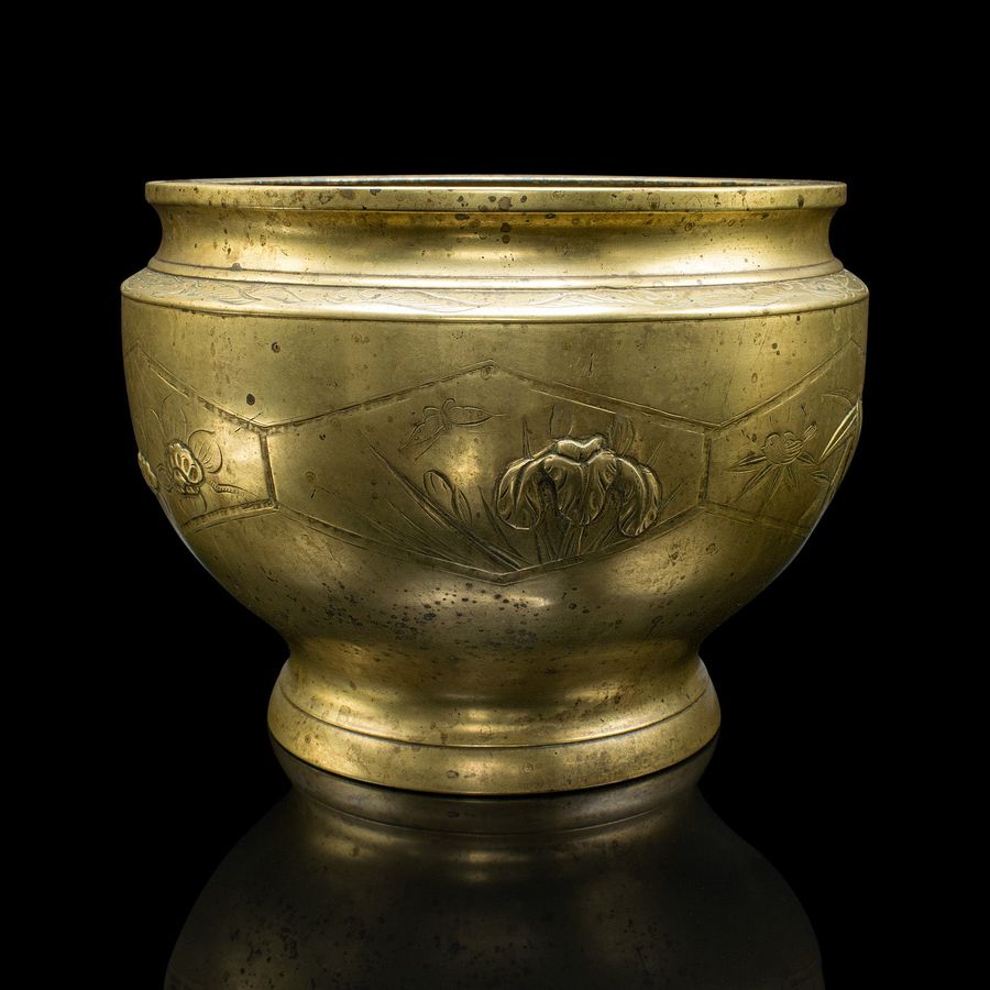 Antique Antique Decorative Jardiniere, Japanese, Brass, Planter Pot, Victorian, C.1870