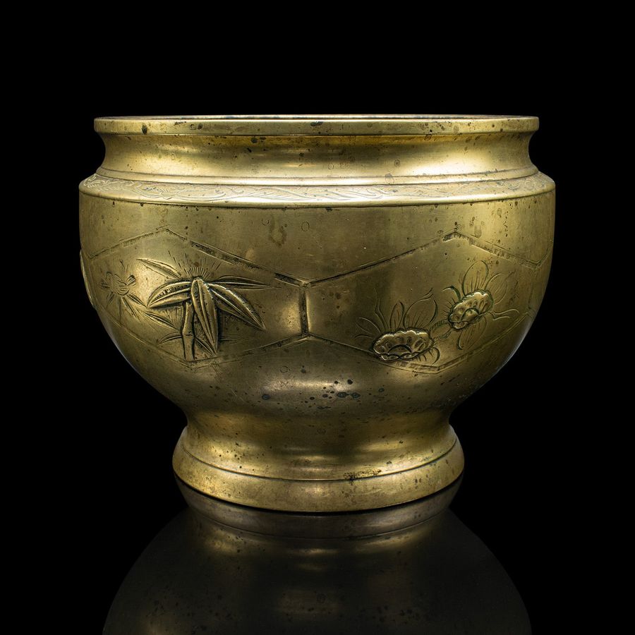 Antique Antique Decorative Jardiniere, Japanese, Brass, Planter Pot, Victorian, C.1870