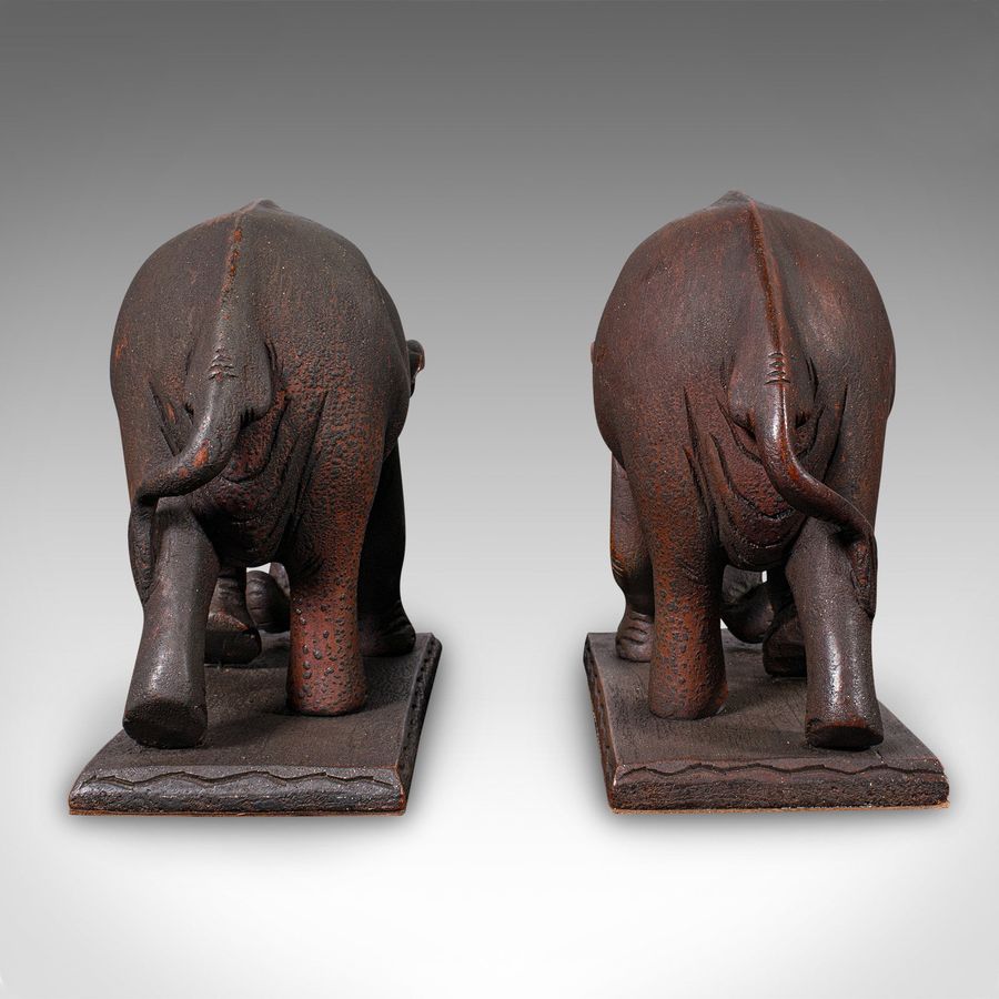 Antique Pair Of Antique Elephant Bookends, English, Book Rest, Home Library, Victorian