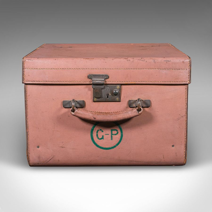 Antique Small Antique Picnic Case, English, Leather, Suitcase, John Pound, Circa 1920