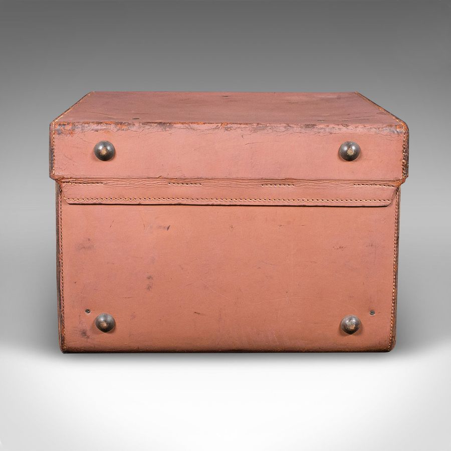 Antique Small Antique Picnic Case, English, Leather, Suitcase, John Pound, Circa 1920