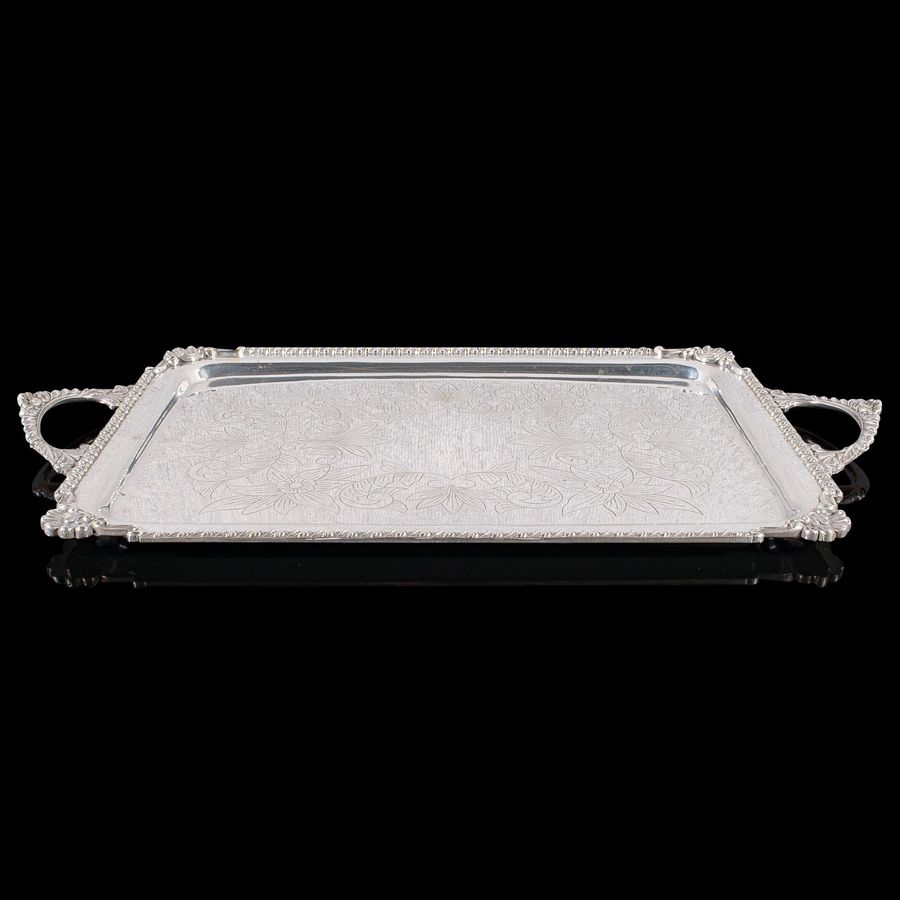 Antique Large Antique Presentation Tray, Egyptian Silver Plate, Afternoon Tea, Victorian