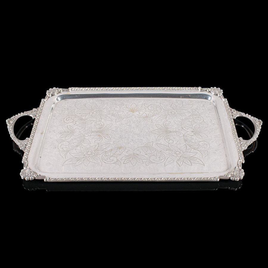 Antique Large Antique Presentation Tray, Egyptian Silver Plate, Afternoon Tea, Victorian