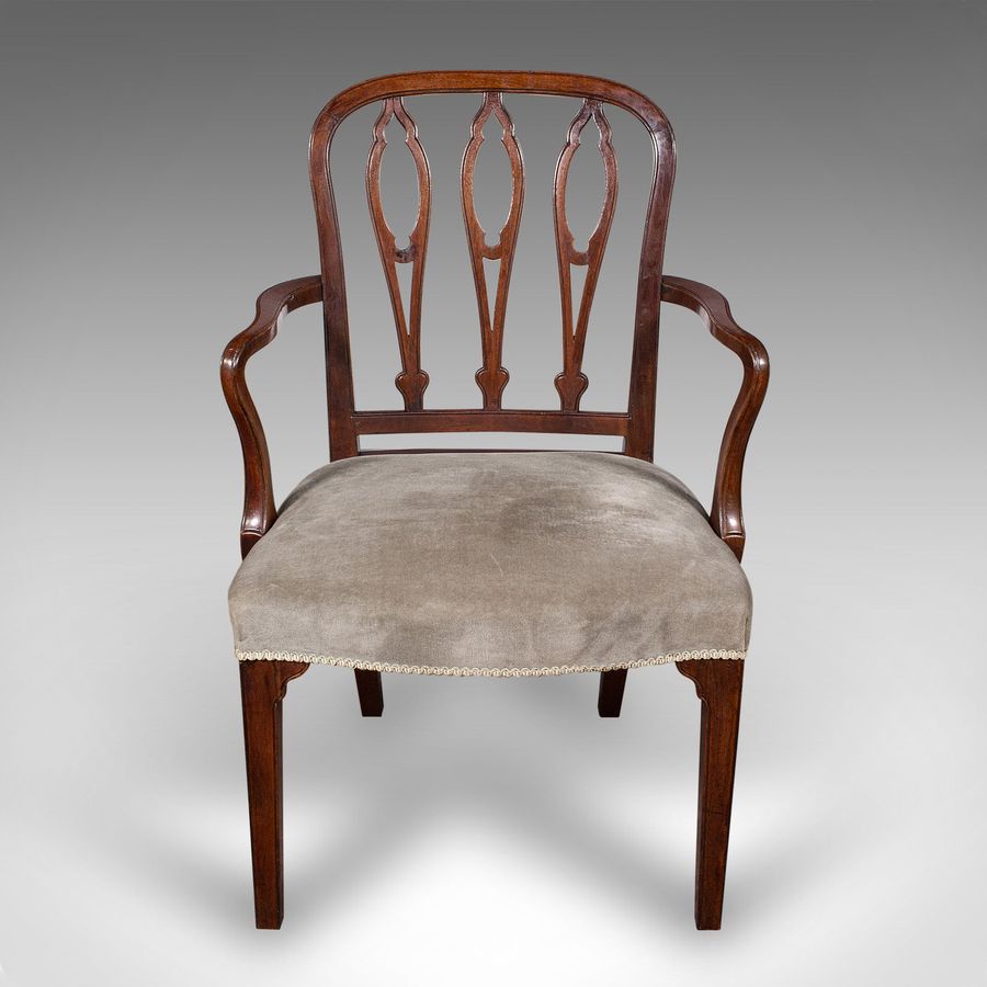 Antique Antique Elbow Chair, English, Velour, Morning Room, Desk Seat, Georgian, C.1790