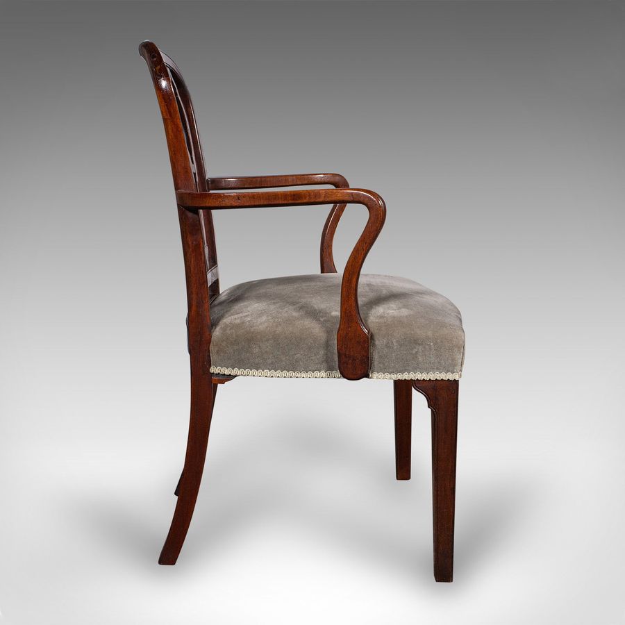 Antique Antique Elbow Chair, English, Velour, Morning Room, Desk Seat, Georgian, C.1790