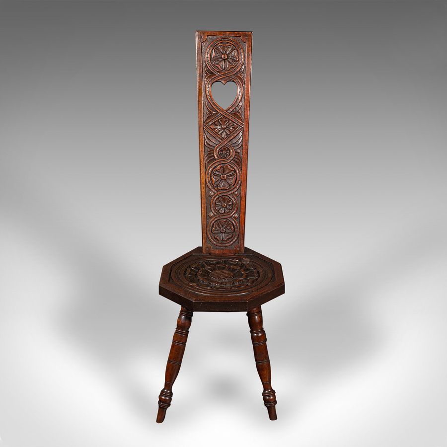 Antique Antique Spinning Chair, English, Carved, Work Stool, Seat, Victorian, Circa 1880