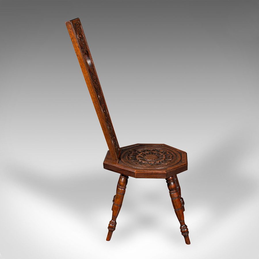 Antique Antique Spinning Chair, English, Carved, Work Stool, Seat, Victorian, Circa 1880