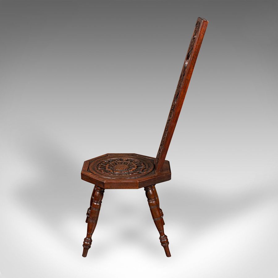 Antique Antique Spinning Chair, English, Carved, Work Stool, Seat, Victorian, Circa 1880