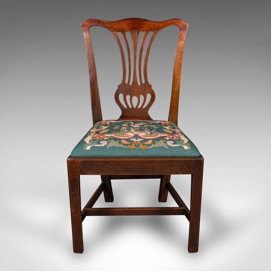 Antique Antique Embroidered Side Chair, English, Hall, Morning Room, Georgian, C.1800