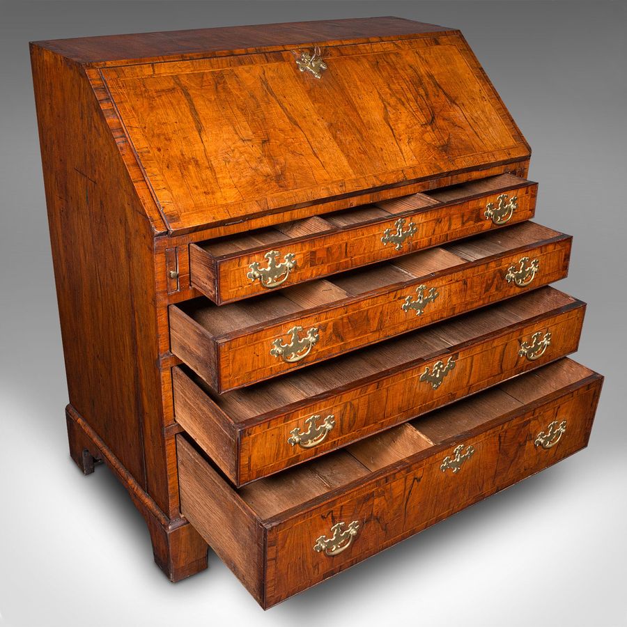 Antique Antique Gentleman's Bureau, English, Walnut, Writing Desk, Secretaire, Georgian