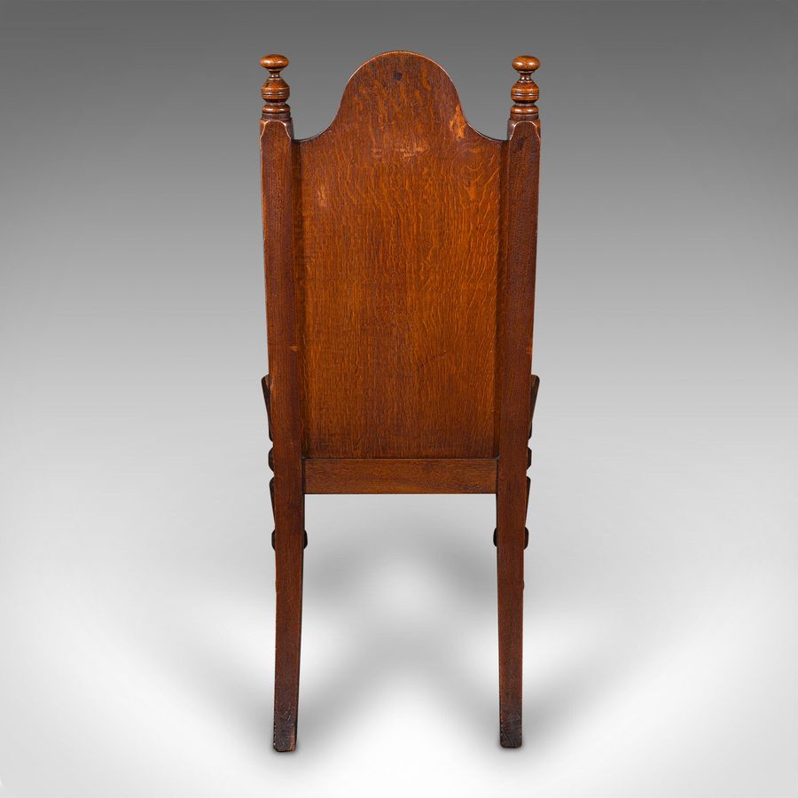 Antique Antique Gothic Revival Hall Chair, Scottish Oak, Reception Seat, Victorian, 1870