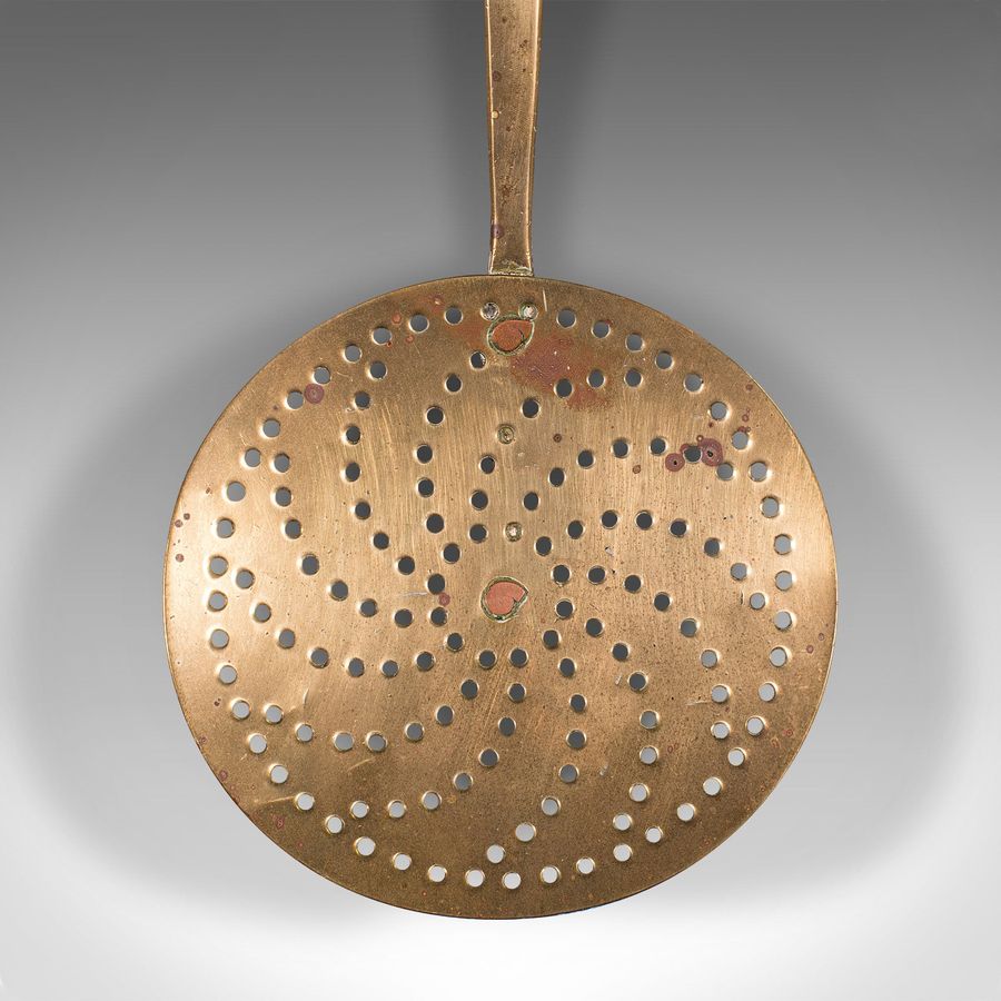 Antique Antique Fireplace Warmer, English, Brass Chestnut Roasting Plate, Georgian, 1800