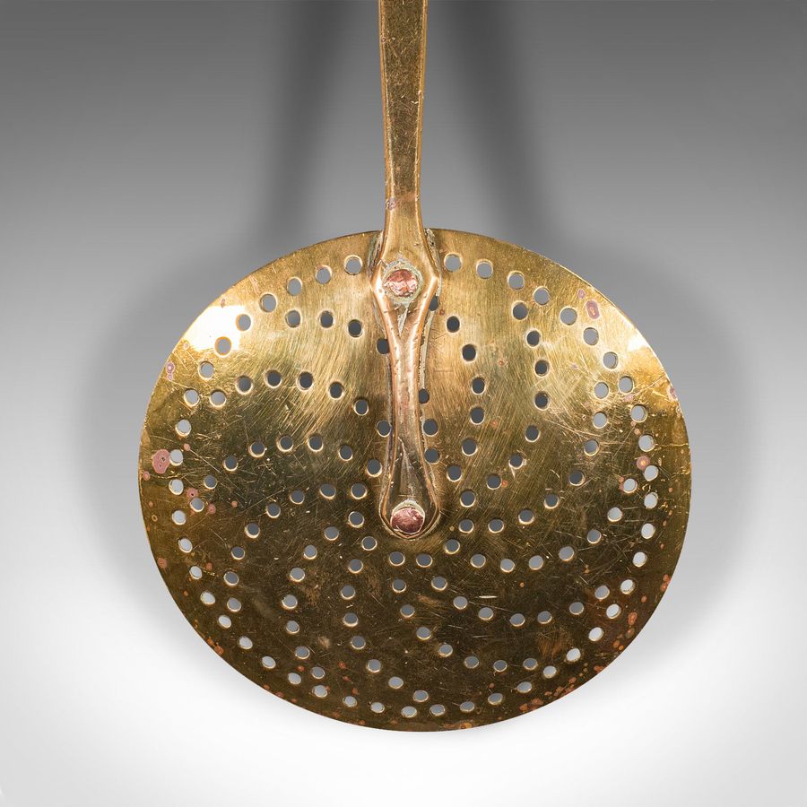 Antique Antique Fireplace Warmer, English, Brass Chestnut Roasting Plate, Georgian, 1800