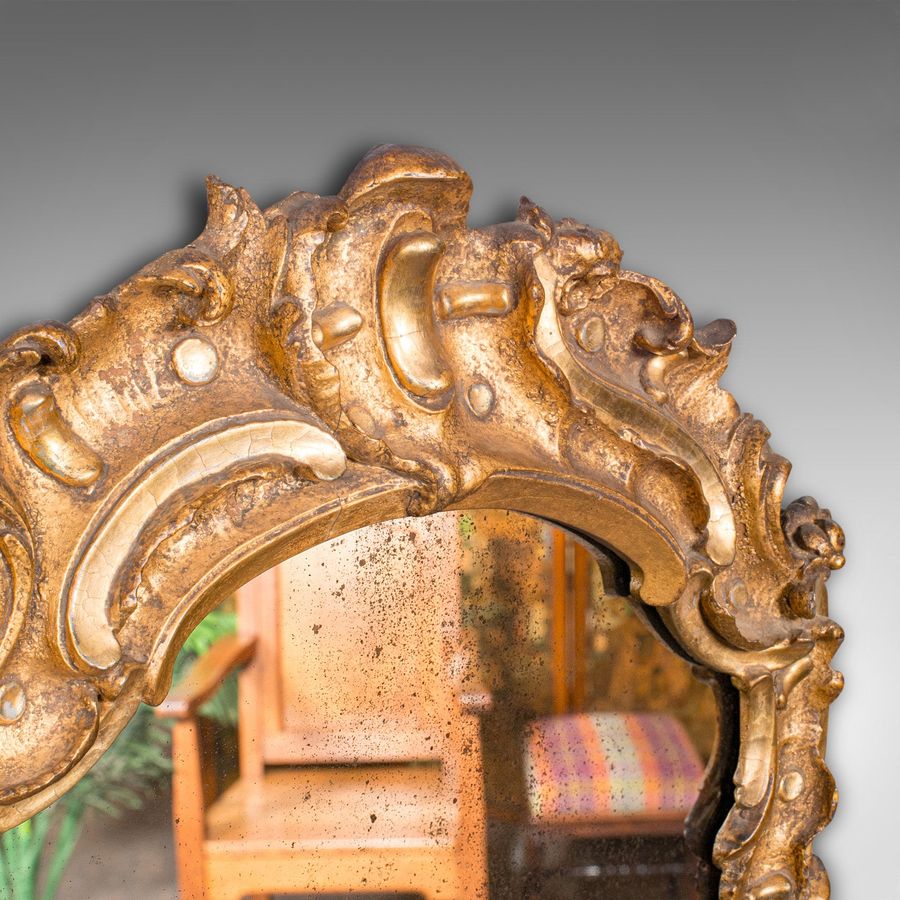 Antique Antique Hall Mirror, French, Gilt Gesso, Ornate, Baroque Taste, Victorian, 1850