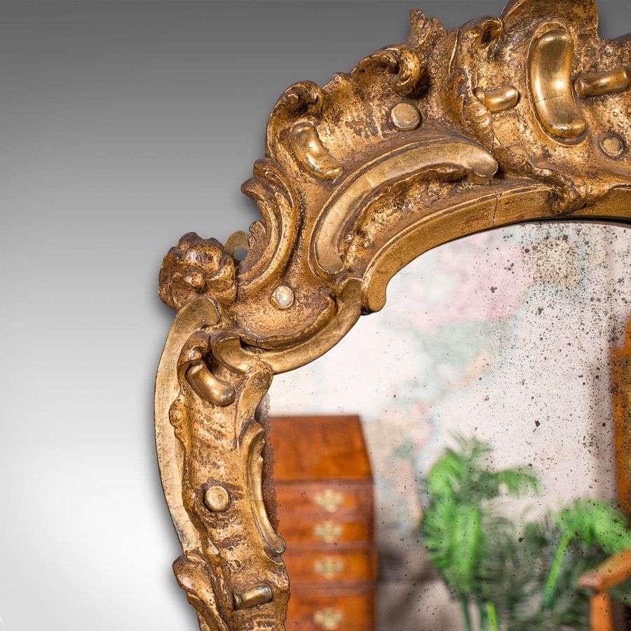 Antique Antique Hall Mirror, French, Gilt Gesso, Ornate, Baroque Taste, Victorian, 1850